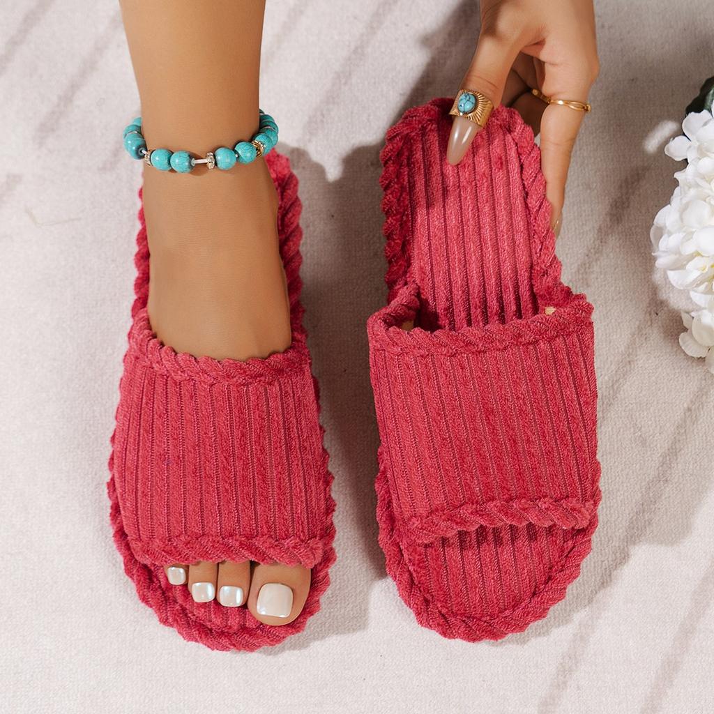 Mode Übergröße Schuhe für Damen Herbst Winter Mode Flats Hausschuhe 36-43 Rot Schwarz Grau Braun Slipper Rutschfeste Hausschuhe Damen