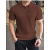 Leicht Reifer Stil Geripptes Strickpolo für Herren, Dünnes Atmungsaktives Slim Fit Kurzarm Amerikanischer Stil Muskelmänner Cooles Seidenhemd