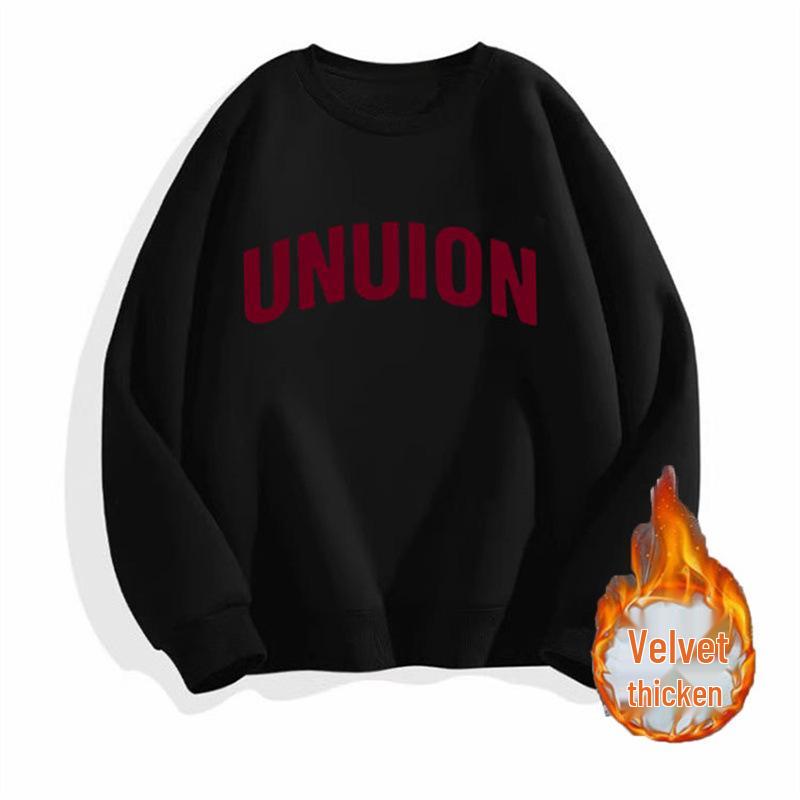 Oversized Vintage Fleece-Lined Crew Neck Sweatshirt - 450G Heavyweight, Autumn/Winter Streetwear