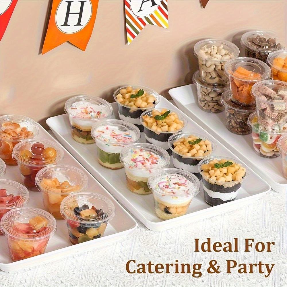 100pcs 9 Oz Clear Plastic Cups with Flat Lids No Hole Disposable Cups with Lids Clear Mini Dessert Cups Plastic Packaging Box Pastry Boxes