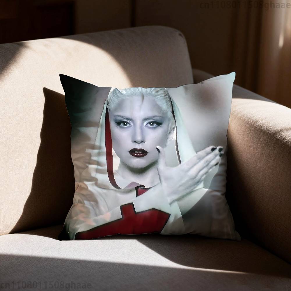 LLady Gaga Pillow Case Antidustmite Pillowcase Invisible zipper silky short plush Sofa cushion cover