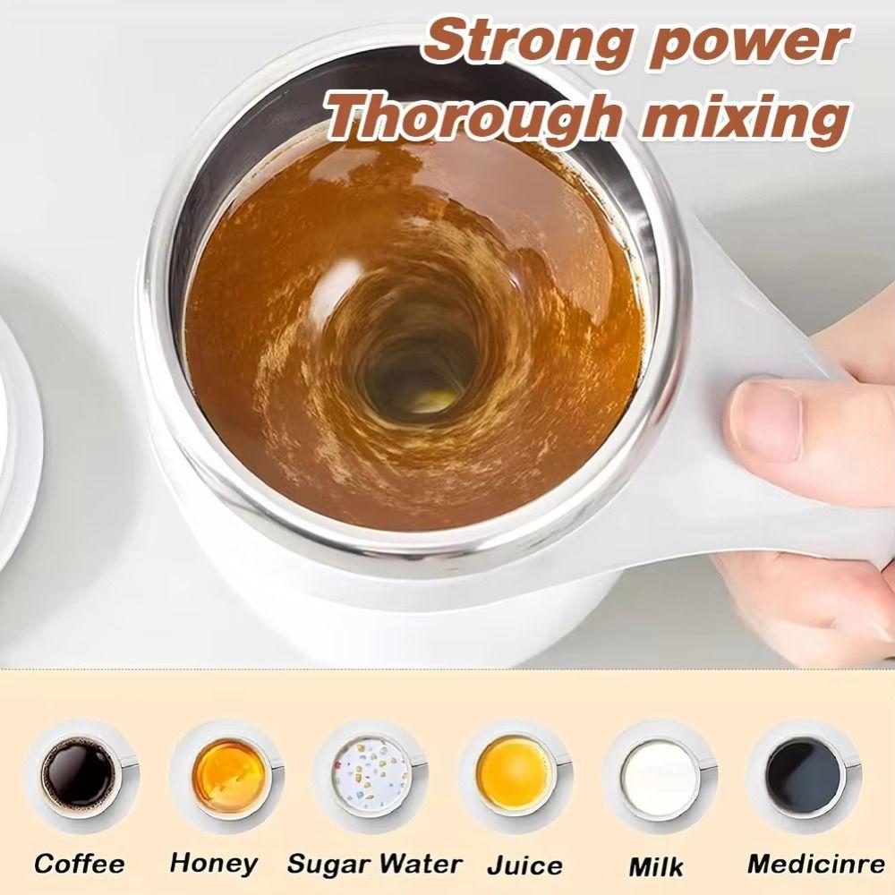 Stainless Steel Magnetic Coffee Mixing Mug Rechargeable Electric Drink Mixer  Travel Use