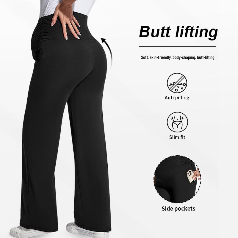 High-Waist Maternity Straight-Leg Stretch Pants - Versatile and Fashionable for Casual Wear