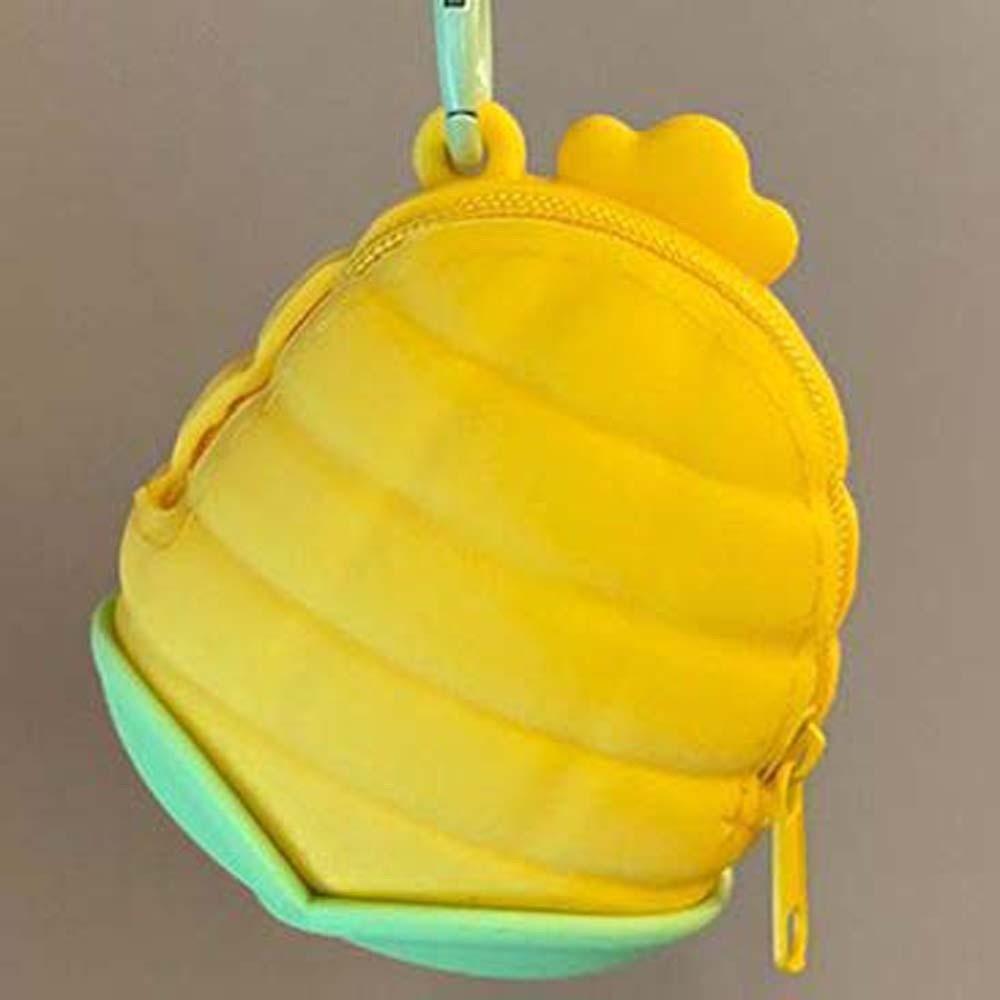 Cartoon Hanging Rope Storage Bag Creative Round Silicone Coin Purse Keychain Earphone Bag  Car Key