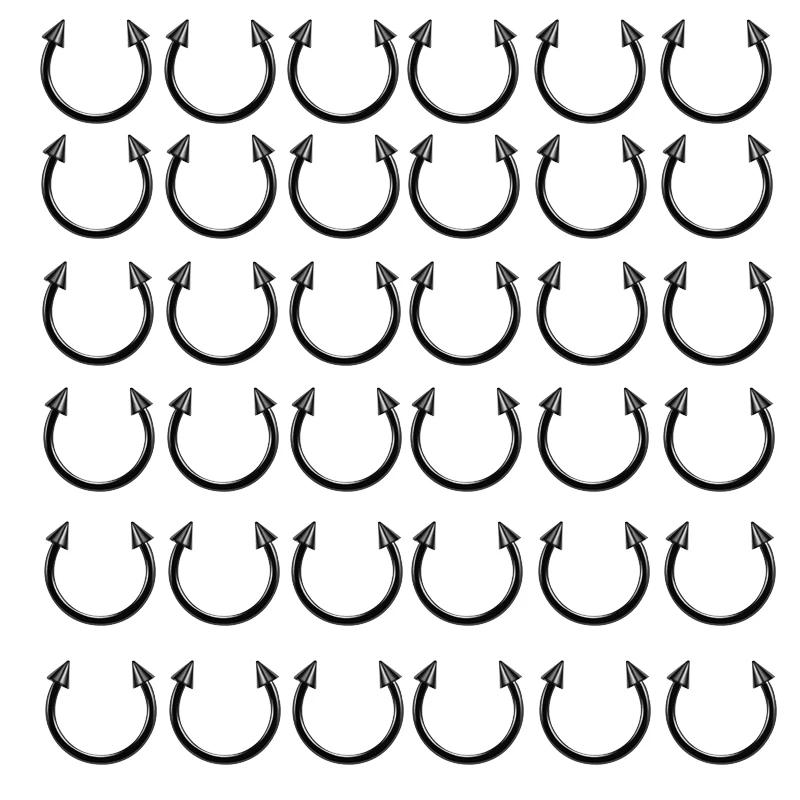 36PC Stainless Steel Horseshoe Septum Piercing Lot Horseshoe Nose Piercing Ring Bulk Fake Nose Ring Horseshoe Earring Cartilage