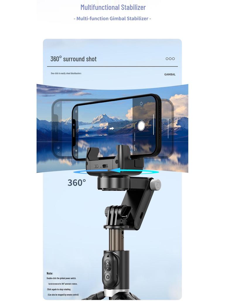 Q18 Επεκτάσιμο Κινητό Gimbal Selfie Stick με Αντικραδασμική Λειτουργία, Παρακολούθηση Προσώπου AI και Επιτραπέζια Βάση