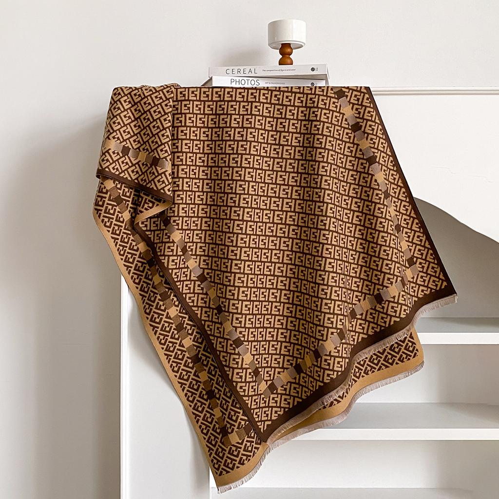 Doppelzweck-Imitationskaschmirschal, warm für klimatisierte Räume, modisches Plaid-Spleiß-Tuch, verdickter warmer Schal für Herbst und Winter