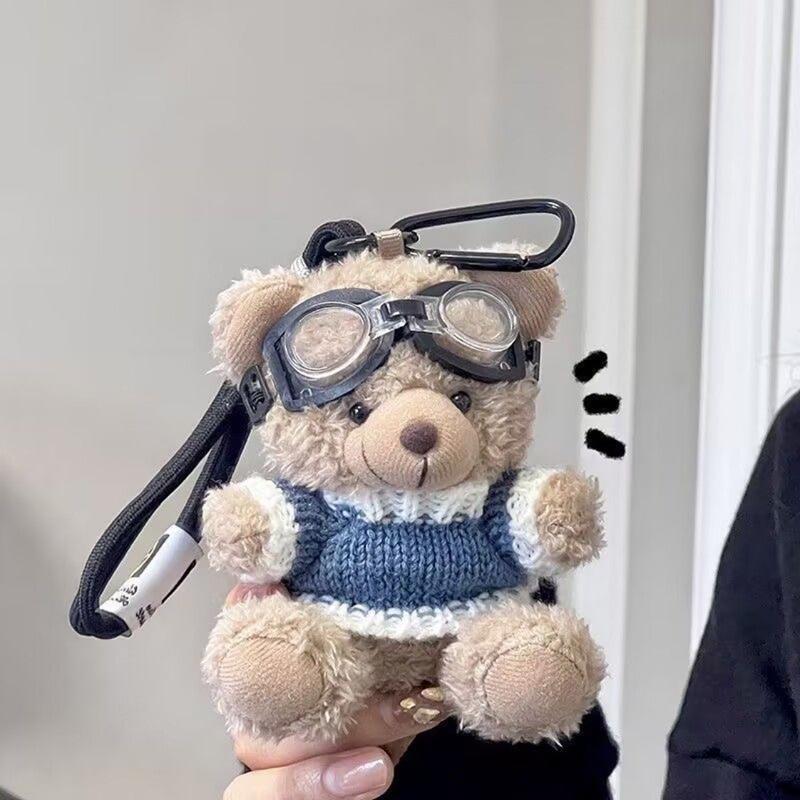 Cute Bear Xmas Bag Hanging Pendent Handmade New Year Creative Christmas Eve Party Gift Plush Bear Christmas Tree Keychain Decor