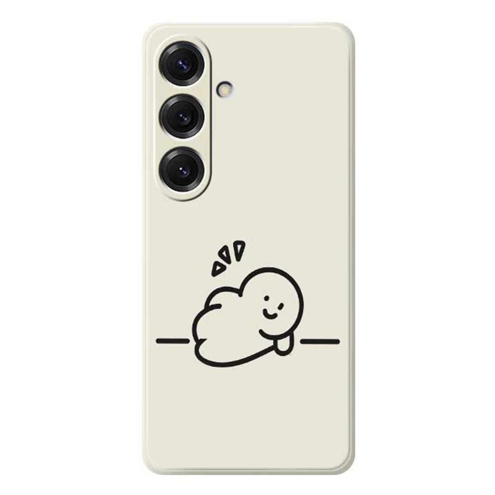 

Чехол для Samsung Galaxy S25 с печатью узора из человечков, ТПУ задняя крышка для телефона с прямыми краями Beige