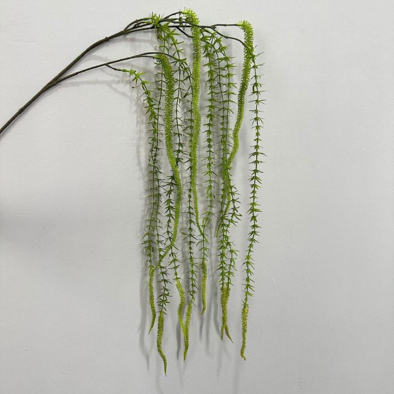 4/5pcs Wedding Artificial Green Hanging Rice Plants Floral Hall Decoration Simulation 3-Forks Willow Branch Vine Plastic Plant