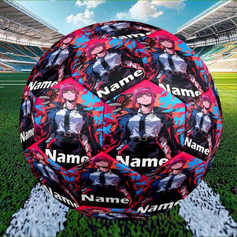 Custom Name Personalized Makima Chainsaw Man Print Size 5 Soccer Ball Training & Match Football, for Team, Kicking, Gift for Football Enthusiasts