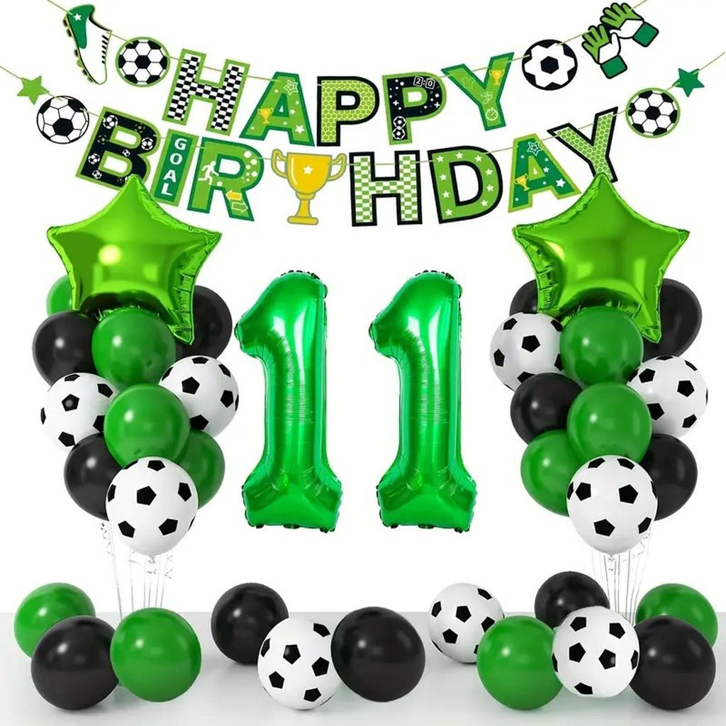 Football Themed Foil Balloon Set Number Balloons Party Decoration Kit Birthday Celebration Accessories Sports Event Supplies