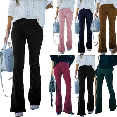 Women's High Waist Slim Fit Micro Flared Corduroy Pants