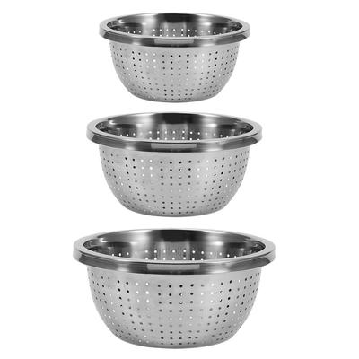 3Pcs/Set Stainless Steel Rice Sieve Rice Washing Filter Strainer Drainer Kitchen Cleaning Gadge