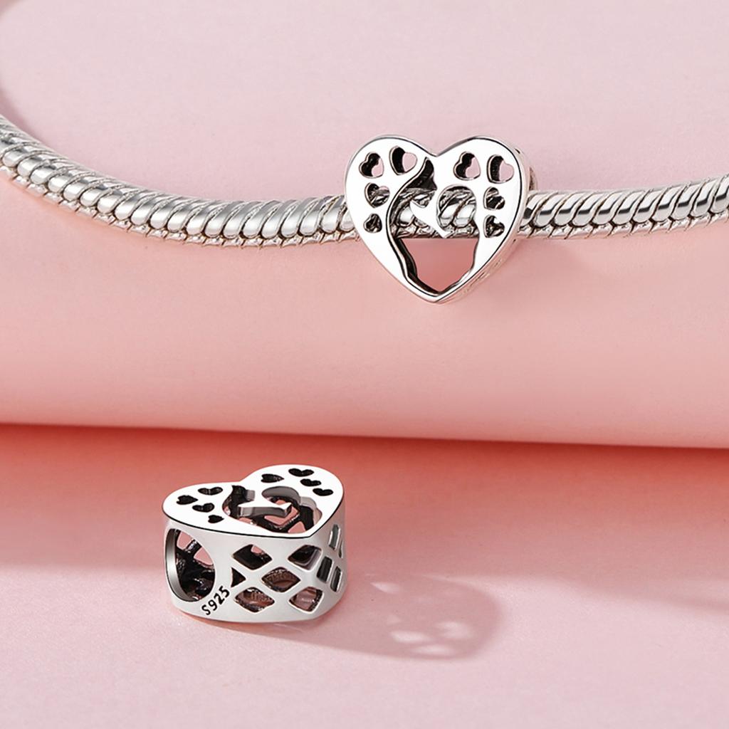 Beads Copper Charms Original Mother Child Hollow Heart Beads Fit Bracelet Jewelry Diy Women Fine Gift Accessory