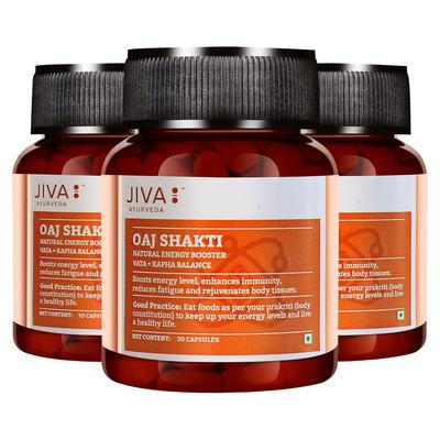 Cápsulas Jiva Oaj Shakti 30 Unidades X Pacote com 3 para Força Física, Aumento de Resistência, Energia e Desempenho Mental