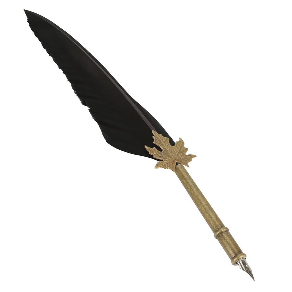 Europeanism Vintage Retro Quill Feather Dip Pen Metal Nibs Calligraphy Writing Pen Gift White