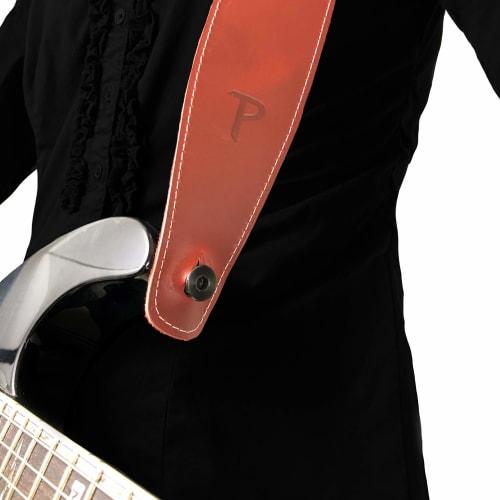 P Perri's Leathers Ltd. Perri's - XO's Adjustable Baseball Leather Guitar Strap, Red, for Acoustic, Bass, and Electric Guitars, Made In Canada (SP25S-