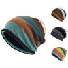 Unisex w paski luźna czapka typu beanie Ciepła jesienno-zimowa czapka z czaszką w stylu hip-hopu