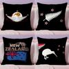 New Zealand Kiwi Flag Cushion Cover Plush Fabric Soft Double-Sided Printed Invisible Zipper Sofa Pillow Case Home Decor