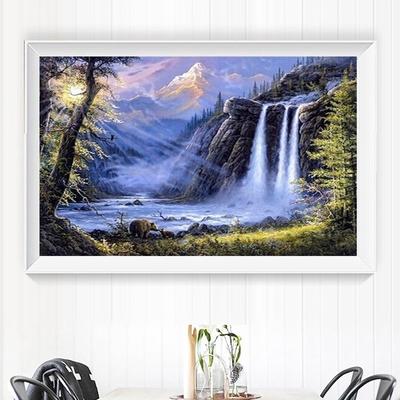 Fashion Spectacular Resin Round Diamond Full Drill Cross-stitch Waterfall DIY Diamond Painting