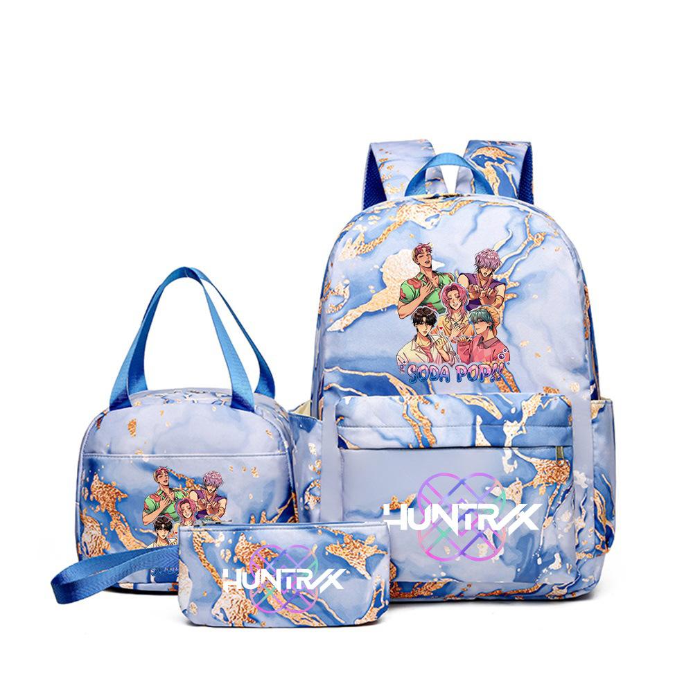 Demon Hunters Three-Piece Children'S School Bag Large Capacity 3D Digital Color Printing Kindergarten School Bag Meal Bag Pencil Bag
