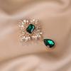 Court Jewel Brooch Female Emerald Crystal Square Corsage Suit Clothing Emerald Set with Diamonds