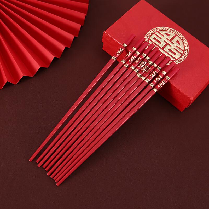 Di Rui En Red Dragon Phoenix Alloy Chopsticks Wedding Set (10 Pairs)