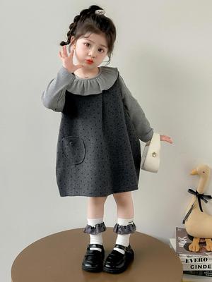 Girls' Autumn 2025 Woolen Dot Vest Dress Set