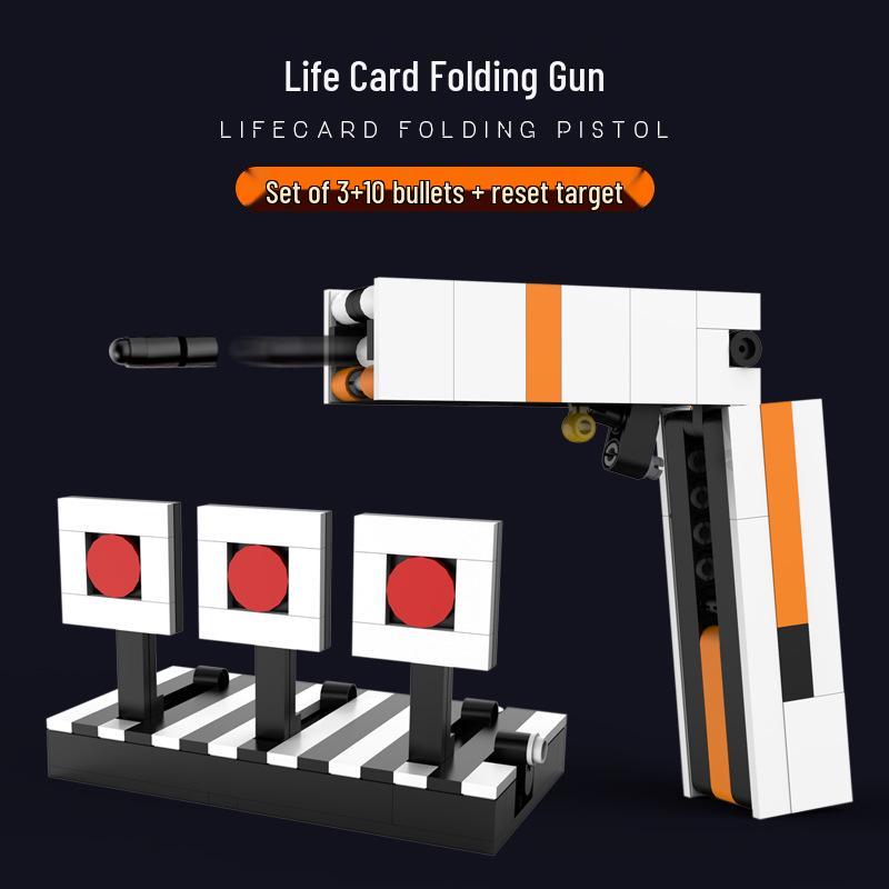 Pro-Minister Faction Building Block Gun: Folding Bullet Launcher Toy - Life Card Boy's Birthday Gift