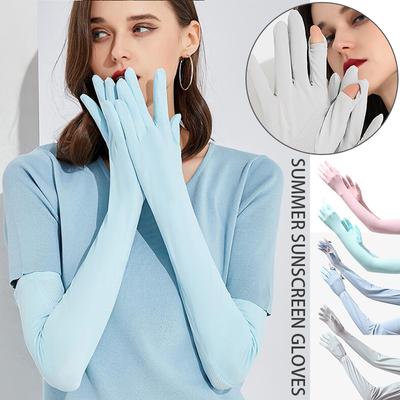 Summer Ice Silk Arm Sunscreen Women Gloves Uv Proof Outdoor Sports All Finger Sleeves Cycling Riding Sun