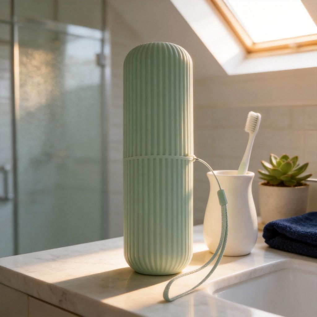 Portable Travel Toothbrush Holder With Storage And Nopunch Design For Home And Trip Use