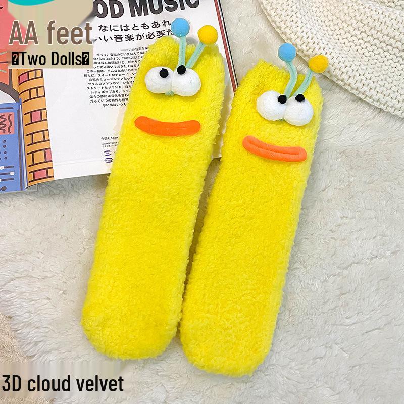 Women s Cute Plush Socks - Cozy Mid-Calf Winter Sleep Socks Simple Package