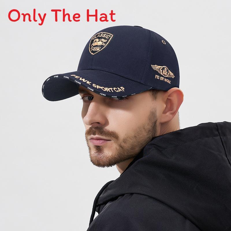 Fewk Spring Baseball Cap With Embroidered Shield Sun Protection For Casual Wear
