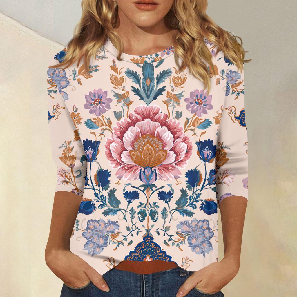 Damen 3/4-Ärmel Shirts Grafik-T-Shirts Shirts Lässige Basic-Tops Pullover