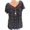 Sommer Neues Pailletten-Print V-Ausschnitt Kurzarm T-Shirt Lockeres Modisches Oberteil