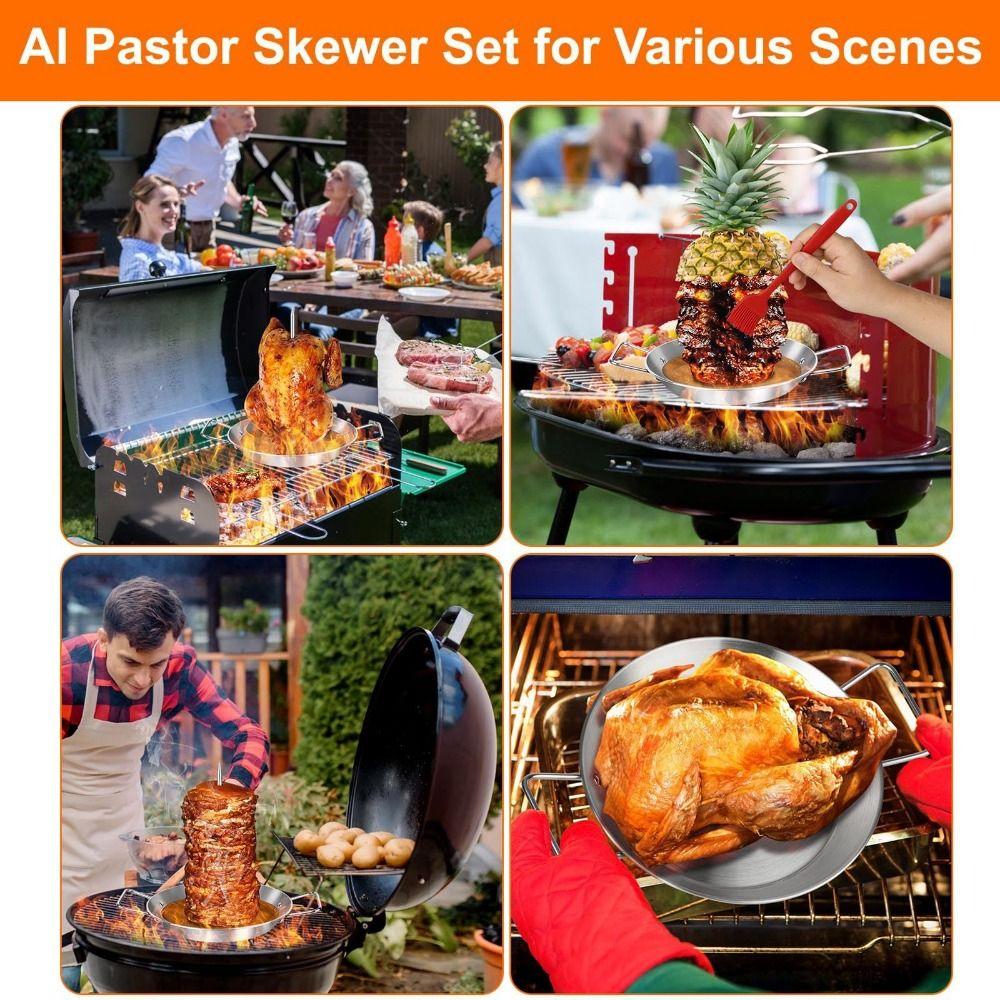 Removable Spikes Vertical Skewer Grill Set Stainless Steel Skewer Grill Set Outdoor Garden
