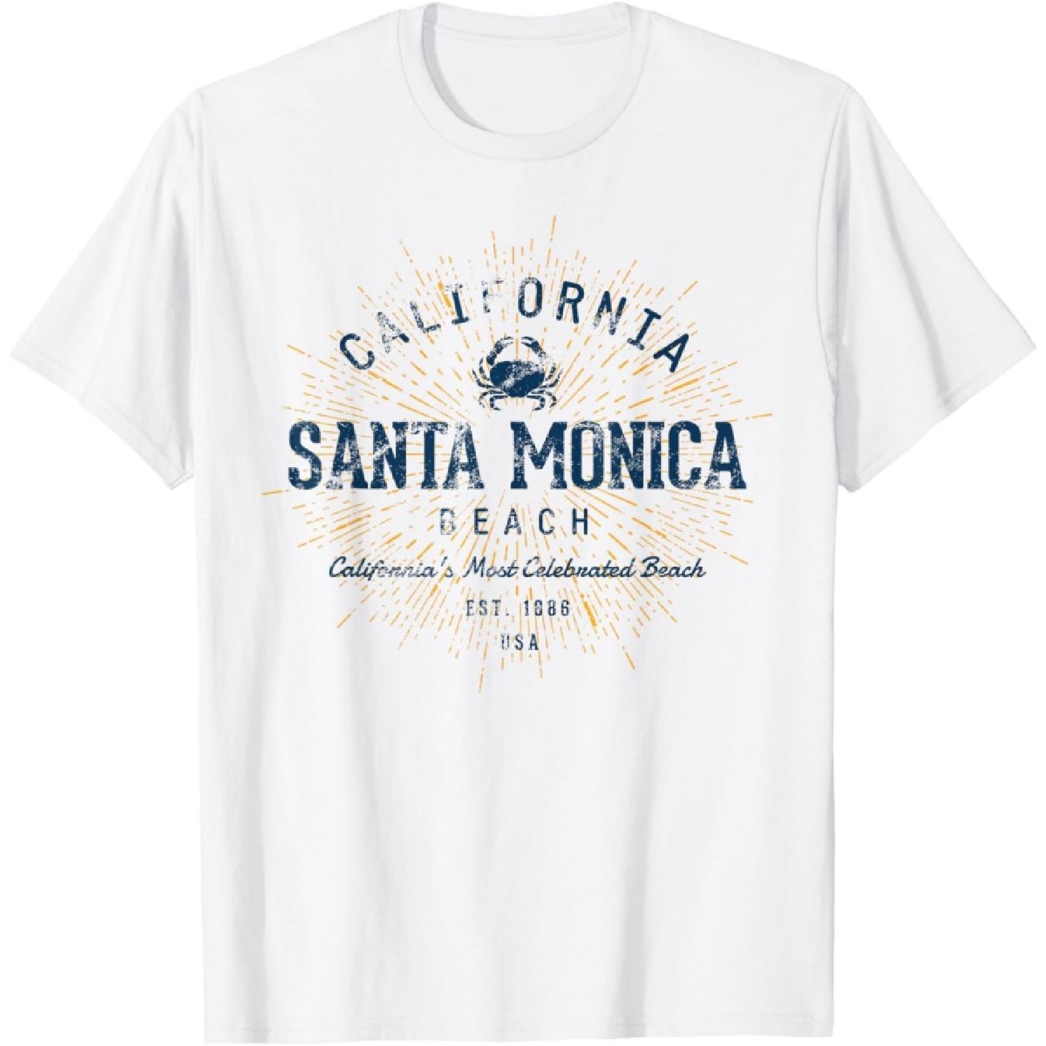 Vintage Santa Monica Retro Men Women Kids T-Shirt XXXXXL белый