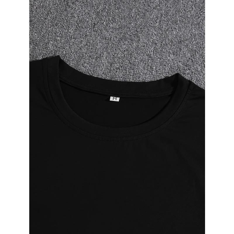 European Size 1208# Men's Round Neck Short Sleeve Trendy Cool Letter Print T-Shirt