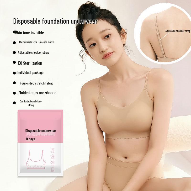 Portable Seamless Ice Silk Disposable Bra - Antibacterial, Wash-Free, White Bandeau for Outdoor Travel