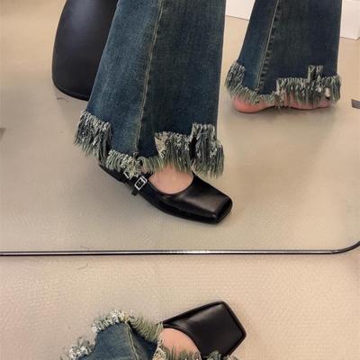 French Evening Wind Lightweight Single Shoes Women's Flat 2025 Spring New Temperament Fairy Commuter Square Head Shallow Mouth Mary Jane