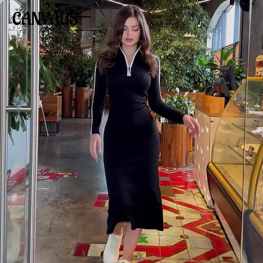 Frühlings- und Herbst-Damenkleid-Paket, Hüftlicht, vertrauter Wind, bequem, lässig, dünn, langärmelig, V-Ausschnitt
