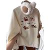 Women’s Cute Fleece-Lined Sweatshirt with Embroidered Puppies - Versatile and Warm for Autumn/Winter