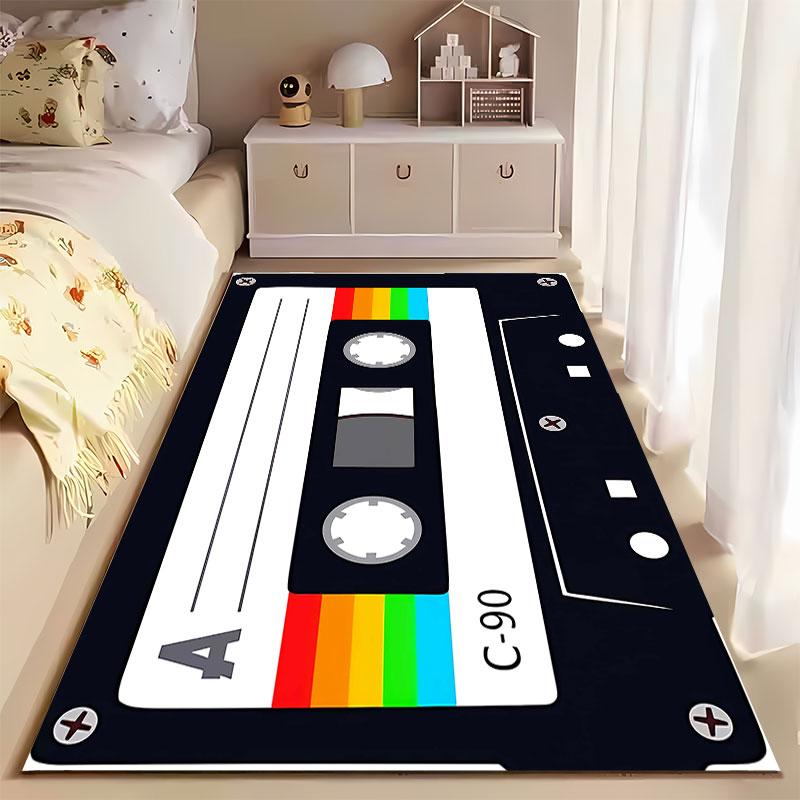 Retro Cassette Tape Design Carpet suitable as a non-slip mat for the living room or bedroom sofa