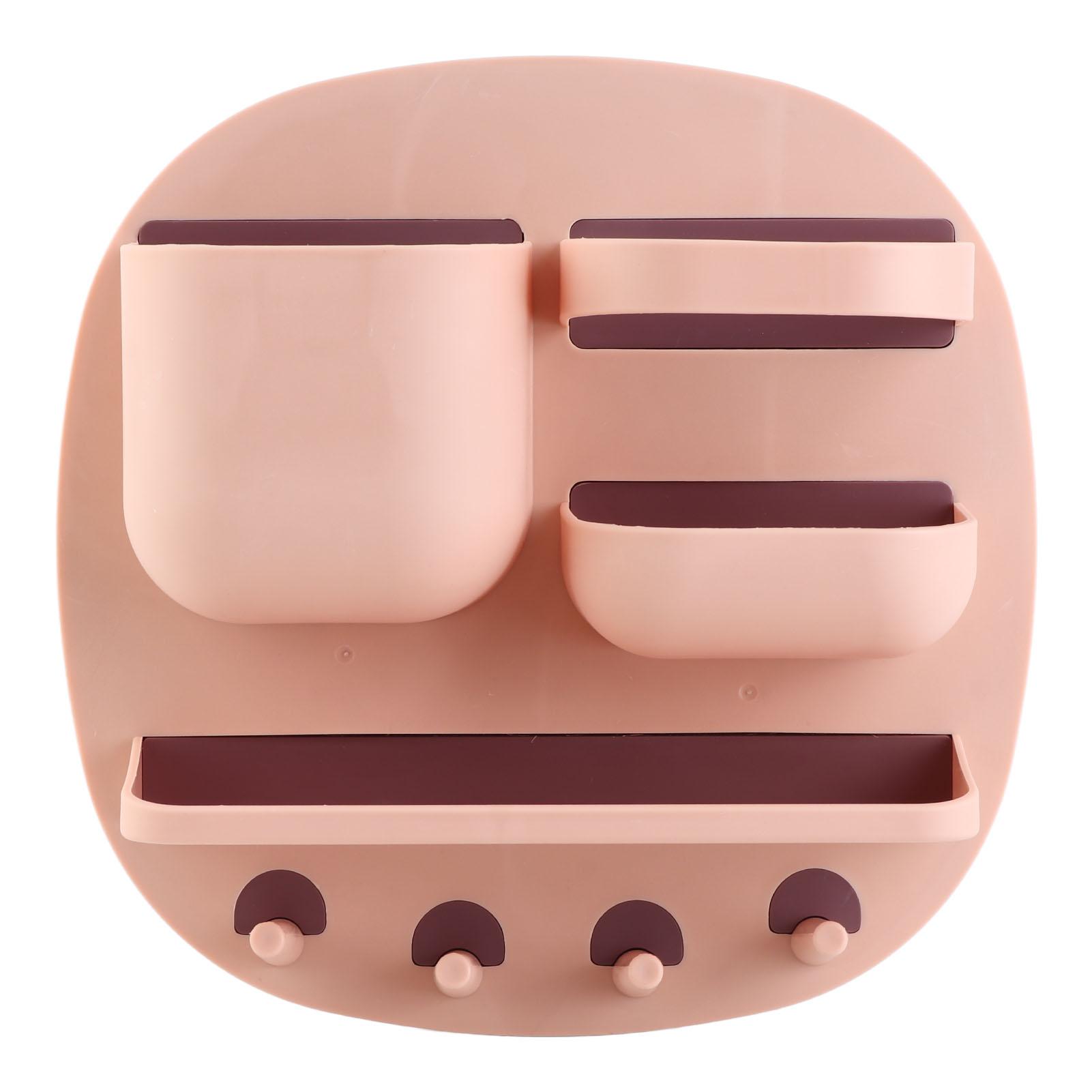 

Настенный ящик для хранения Увеличенная емкость Форма диска PP PS Стабильный прочный Установка без гвоздей Самостоятельная розовый