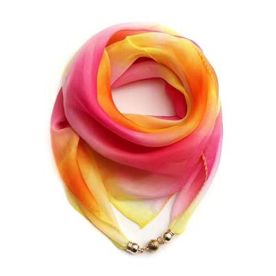 Foulard in Seta Gradiente Primaverile da Donna Sottile Versatile Decorativo per Danza Protezione Collo
