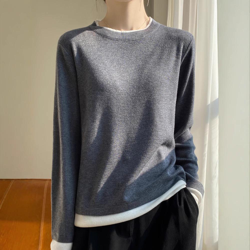 

Spring/Summer Women s Two-Piece Knitwear: Stylish Round Neck Slimming Design L (fits 110-125 jin)