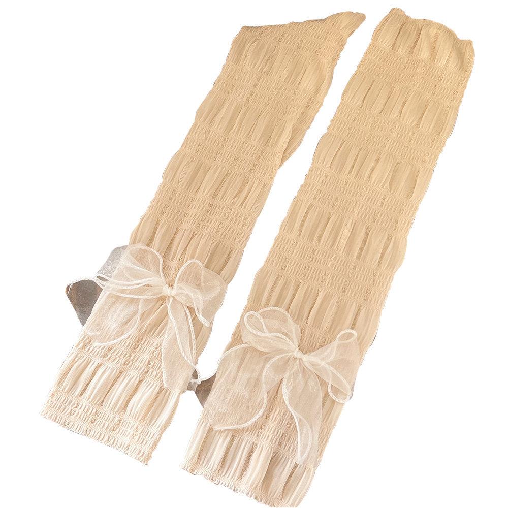 

Portable Bowknot Ice Sleeve Breathable Long Fingerless Gloves New Sunscreen Sleeves B абрикосовый