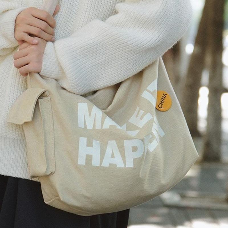 New student canvas bag going out shoulder bag tote bag large capacity daily commuting versatile