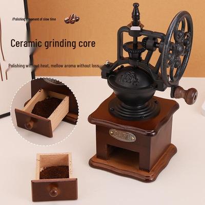 Macinacaffè Manuale Retro Portatile - Mini Macina Chicchi a Manovella Regolabile per Uso in Cucina Domestica